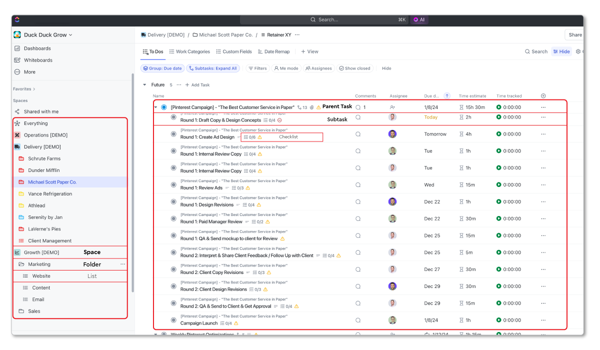 The three core Spaces every agency needs in ClickUp - Growth, Delivery, Operations