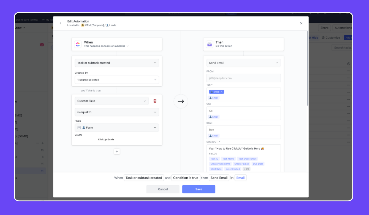 ClickUp Lead Tracker - Autoresponder Emails