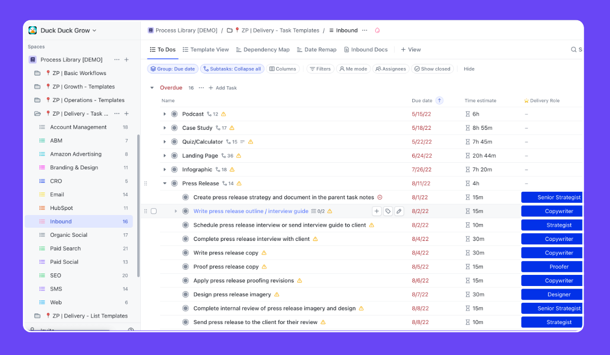 ClickUp Tip - Process Library