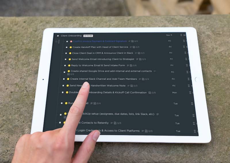 Client onboarding template in ClickUp