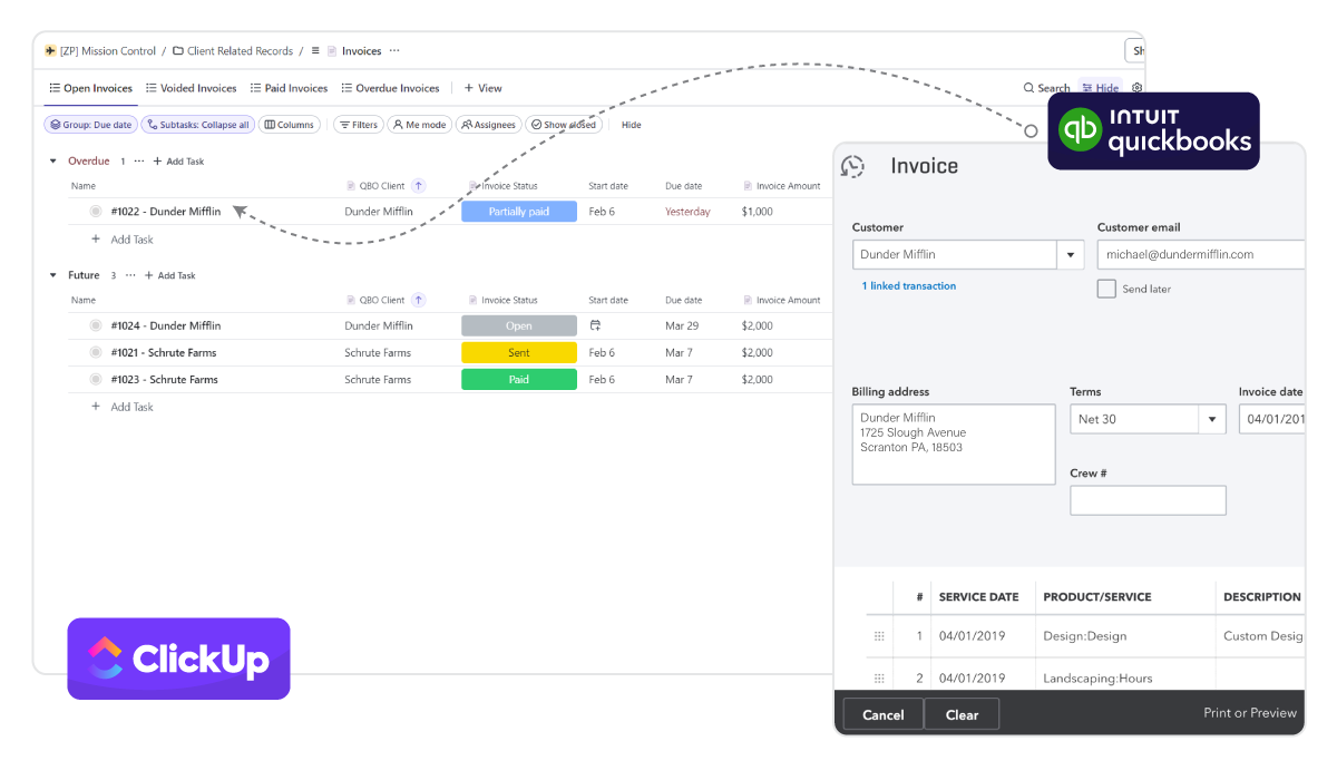 QuickBooks + ClickUp Integration